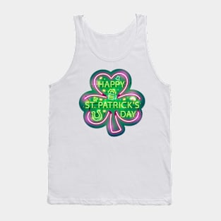 Happy St Patricks Day Neon Sign Tank Top